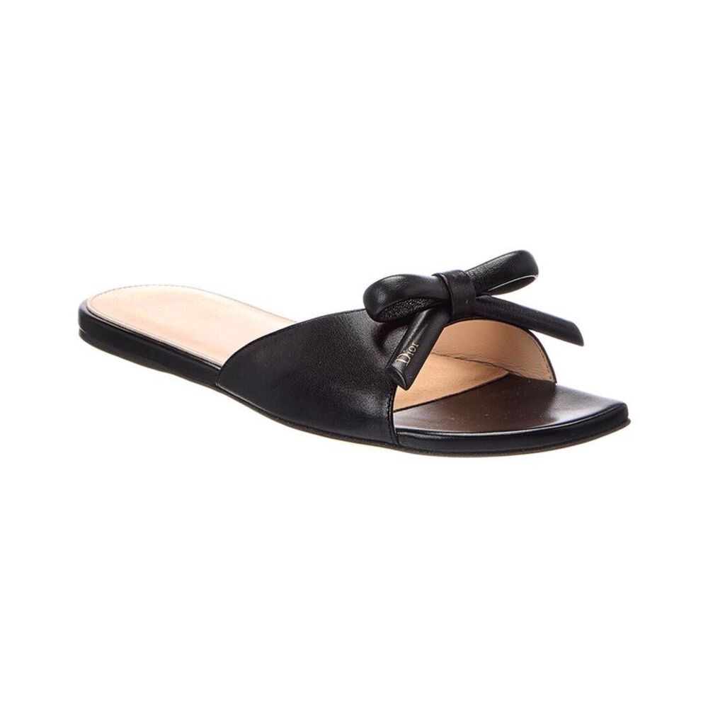 Dior Bow Leather Sandal, Black